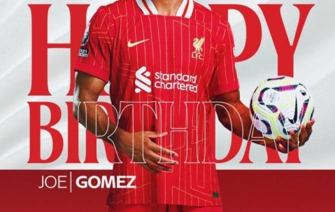 利物浦祝乔-戈麦斯28岁生日快乐，球员为红军出战241场斩获8冠