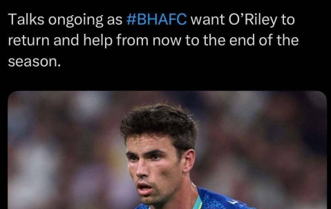 奥赖利紧急回归布莱顿，中场变阵的信号