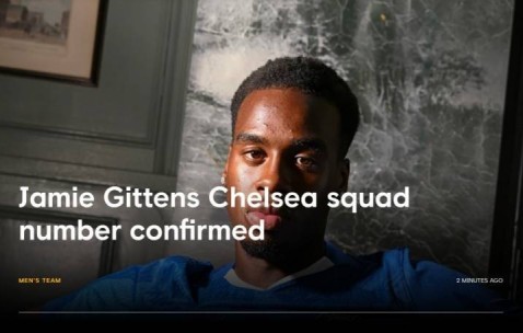 官方：切尔西夏窗新援吉滕斯新赛季将身穿11号球衣