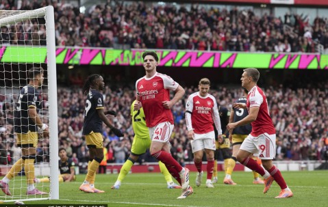 英超-赖斯建功萨卡点射 阿森纳2-0西汉姆迎各赛事4连胜