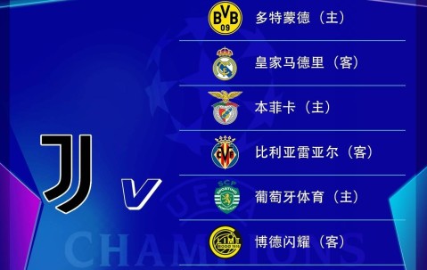 尤文欧冠赛程：首轮战多特，第3轮客战皇马，末轮客战摩纳哥