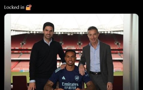 锁住7500万欧后防核心！阿森纳社媒晒加布里埃尔续约照：锁住