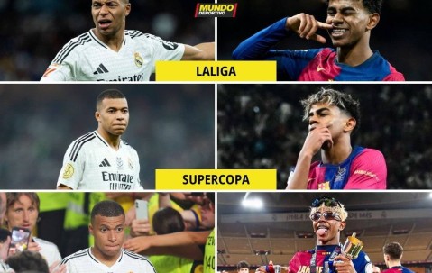 麻姆巴佩对亚马尔1胜7负&决赛两败 唯一胜场巴黎欧冠淘汰巴萨