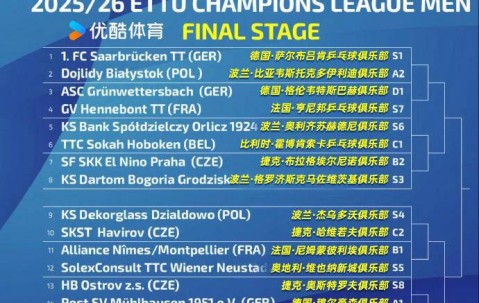 樊振东首秀欧冠，中国球员大规模登陆欧洲赛场